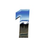 the number one displayed as a color landscape on a white background