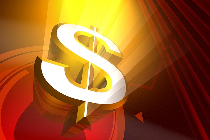 Dollar sign graphic with red and gold coloring