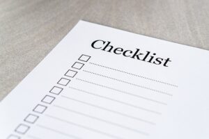 photo of a checklist on a table