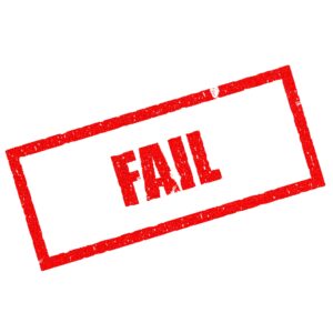 The word fail written in red letters and enclosed in a red rectangle
