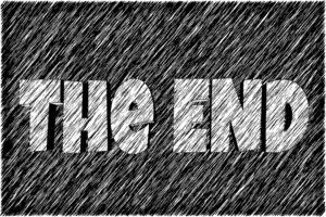 the words "the end" are written on a chalk board