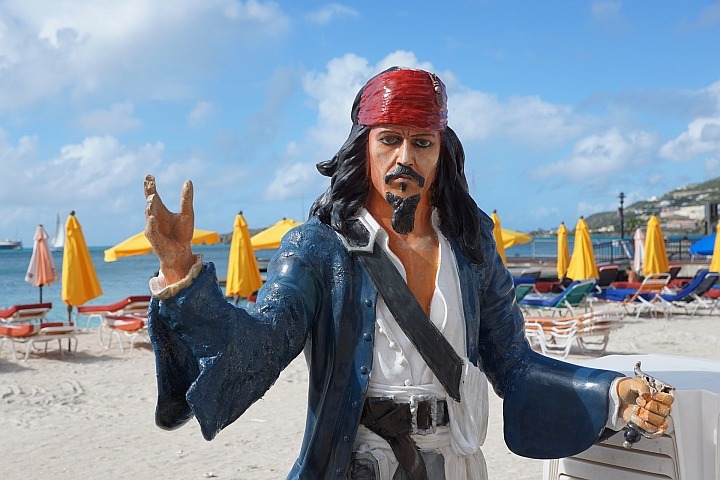 Pirate statue on beach