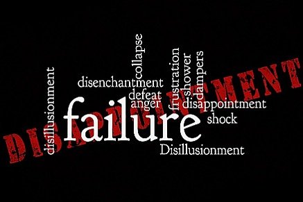 a word cloud on words associated with failure