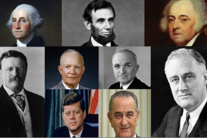Panoramic of Nine US Presidents from both parties