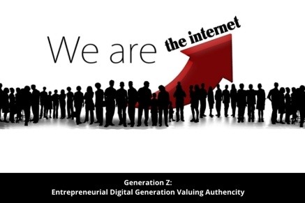 Silhouette image of people standing in front of the words "we are the internet"