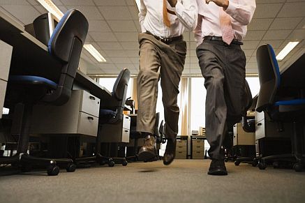 business men running in office