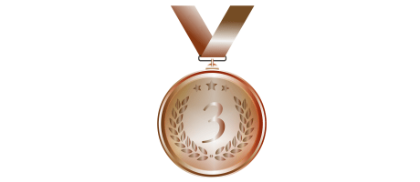 bronze medal with the number 3 on it
